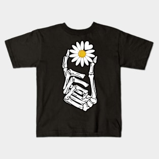 Radiology Skeleton Hand Xray Heart Love Spring Daisy flower Kids T-Shirt